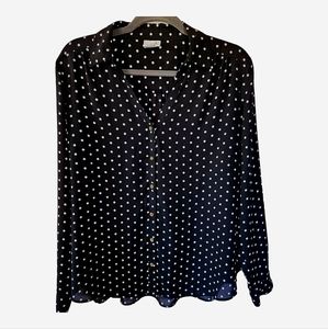 Black & White Polka Dot Hi-Low Blouse XL (Jacklyn Smith)